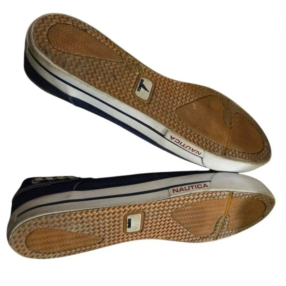Men's Nautica Blue Canvas Boat Shoes Standard 10.5 with White‎ Accents